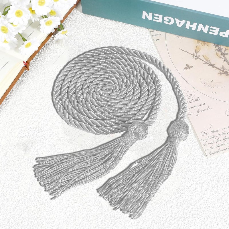 Leislam Graduation Cords, Graduation Honor Cords, Grey Honor Cords, 2025 Silver Graduation Honor Cords, 67" Long Silver Braided Cords for 2025 Graduation Decorations Bachelor Gown for Student Master Doctoral - Image 3